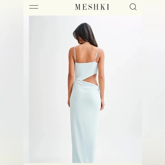Meshki Jemma Draped Slinky Maxi Dress - Sky Blue - Picture 5 of 5